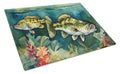 Smallmouth Bass Cutting Board Tempered Glass Kitchen Cutting Surface, Heat Resistant Chopping, Non-Slip Feet, Food Prep & Serving