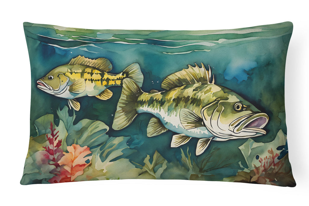 Smallmouth Bass Decorative Throw Pillow 12x16 Indoor Outdoor Accent Cushion, Fabric Cover with Insert for Sofa, Bed, Porch & Living Room