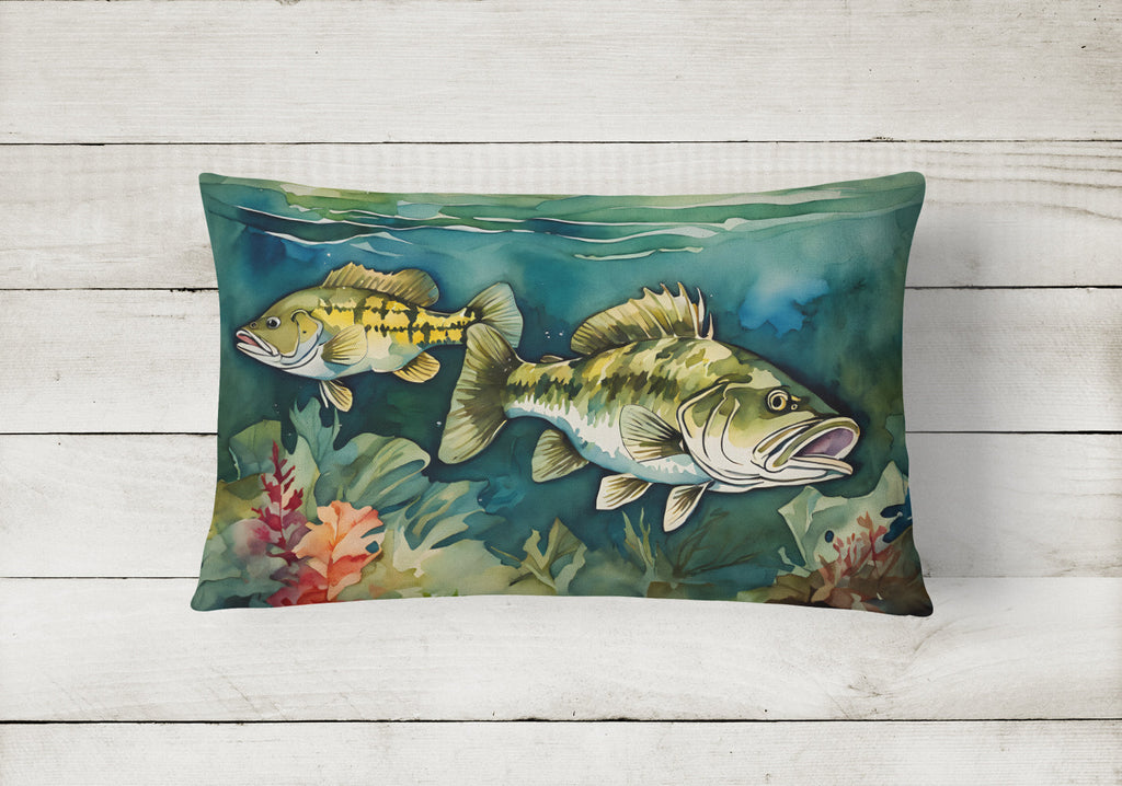 Smallmouth Bass Decorative Throw Pillow 12x16 Indoor Outdoor Accent Cushion, Fabric Cover with Insert for Sofa, Bed, Porch & Living Room