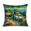 Smallmouth Bass Decorative Throw Pillow 14x14 Indoor Outdoor Accent Cushion, Fabric Cover with Insert for Sofa, Bed, Porch & Living Room