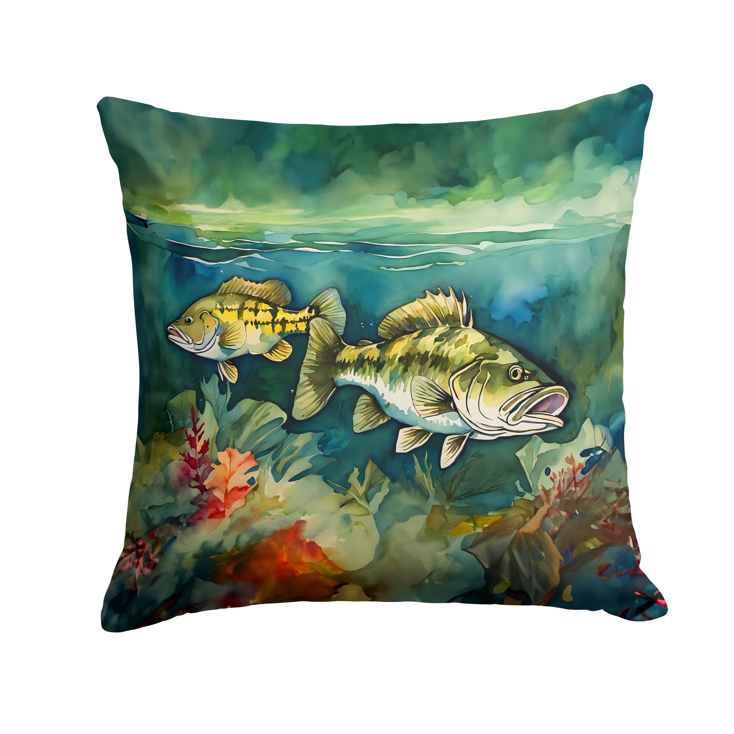 Smallmouth Bass Decorative Throw Pillow 18x18 Indoor Outdoor Accent Cushion, Fabric Cover with Insert for Sofa, Bed, Porch & Living Room