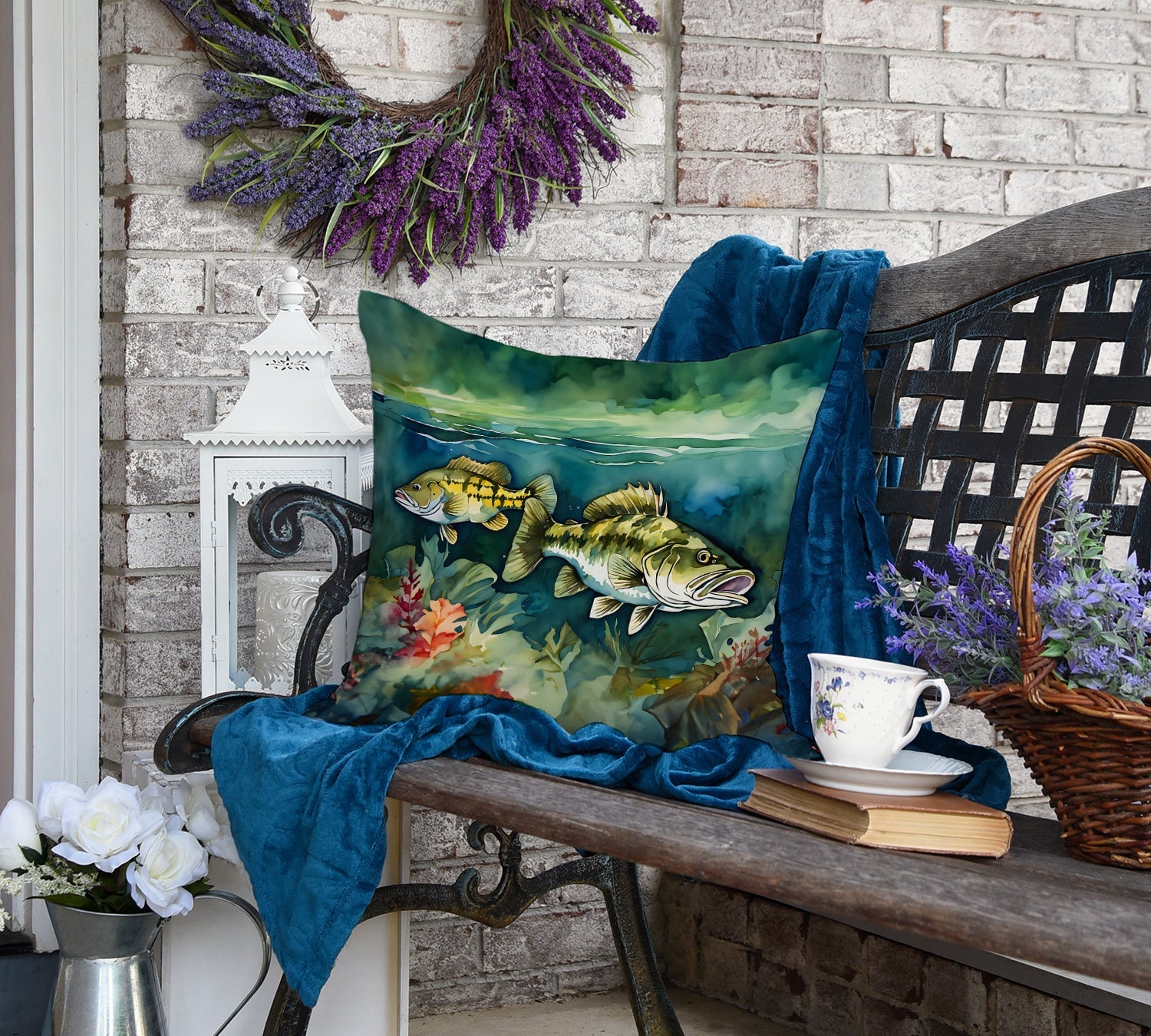 Smallmouth Bass Decorative Throw Pillow 18x18 Indoor Outdoor Accent Cushion, Fabric Cover with Insert for Sofa, Bed, Porch & Living Room