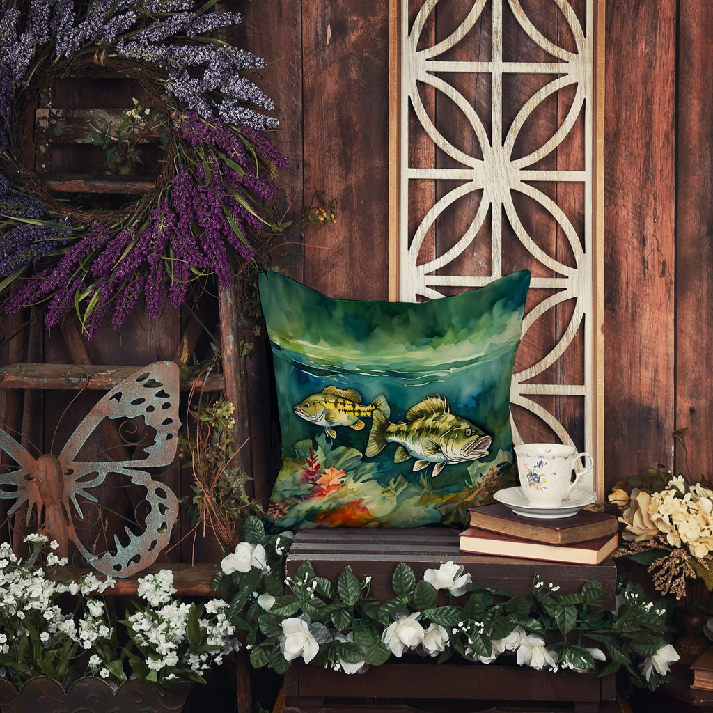 Smallmouth Bass Decorative Throw Pillow 18x18 Indoor Outdoor Accent Cushion, Fabric Cover with Insert for Sofa, Bed, Porch & Living Room