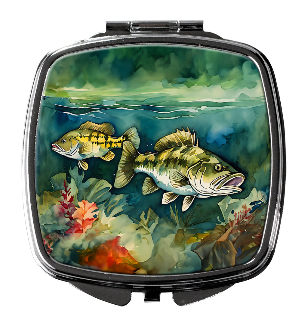 Smallmouth Bass Compact Mirror Decorative Travel Makeup Mirror for Women Girls Gifts Pocket Makeup Mirror Folding Handheld
