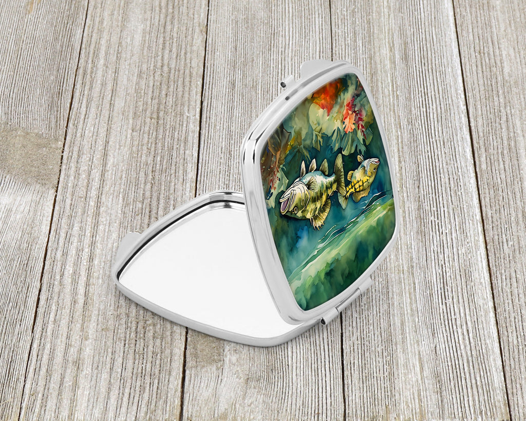Smallmouth Bass Compact Mirror Decorative Travel Makeup Mirror for Women Girls Gifts Pocket Makeup Mirror Folding Handheld