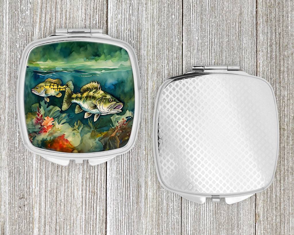 Smallmouth Bass Compact Mirror Decorative Travel Makeup Mirror for Women Girls Gifts Pocket Makeup Mirror Folding Handheld