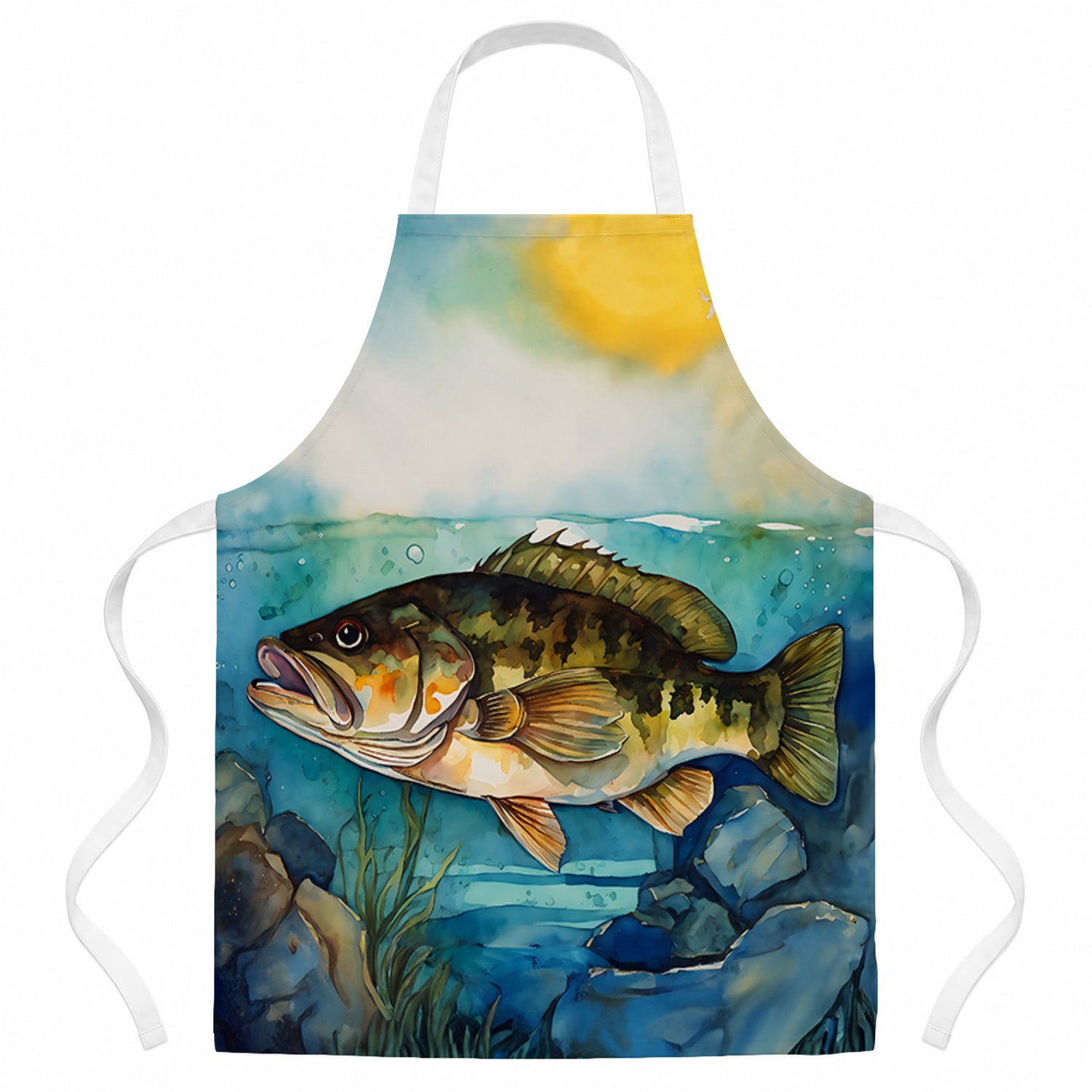 Smallmouth Bass Apron Cooking Kitchen Server Baking Crafts Gardening for Adult Women Men, Unisex, Large, Multicolor