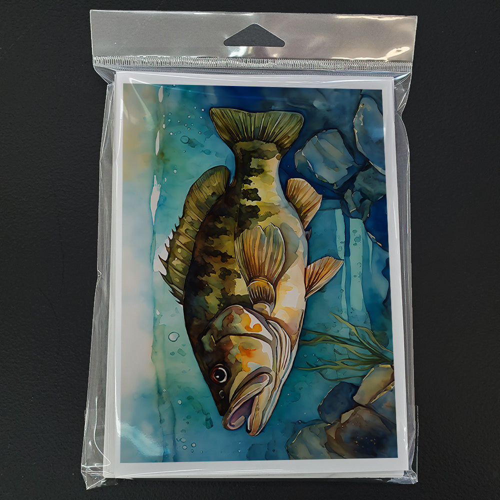 Smallmouth Bass Greeting Cards Pack of 8 Blank Cards with Envelopes Whimsical A7 Size 5x7