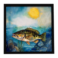 Smallmouth Bass Framed Metal Print Bathroom, Kitchen, Office, Home Decor Wall Art Ready to Hang, Square, 8X8