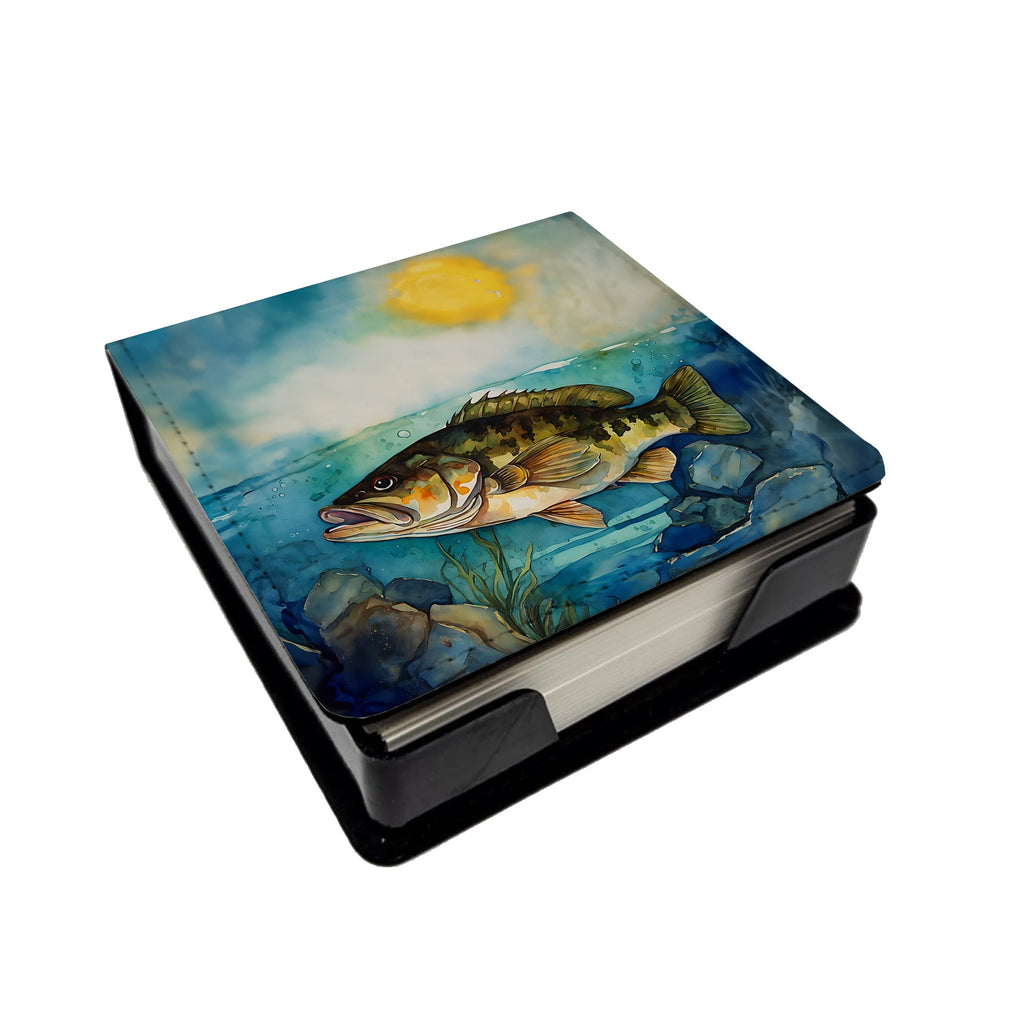 Smallmouth Bass PU Leather Note Paper Holder with Artist-Designed Cover, Desk Accessory, Office Gift