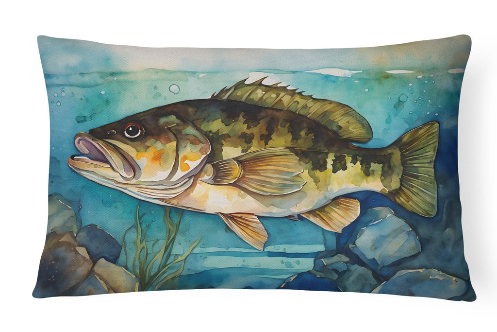 Smallmouth Bass Decorative Throw Pillow 12x16 Indoor Outdoor Accent Cushion, Fabric Cover with Insert for Sofa, Bed, Porch & Living Room