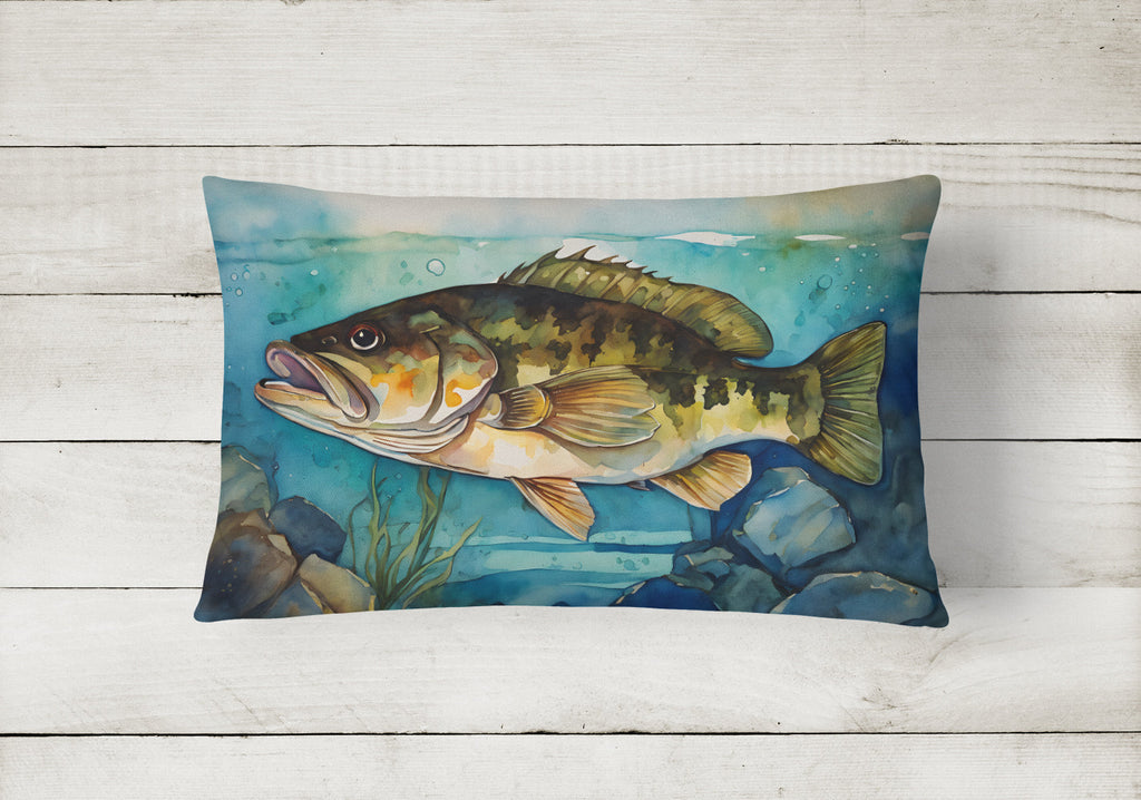 Smallmouth Bass Decorative Throw Pillow 12x16 Indoor Outdoor Accent Cushion, Fabric Cover with Insert for Sofa, Bed, Porch & Living Room