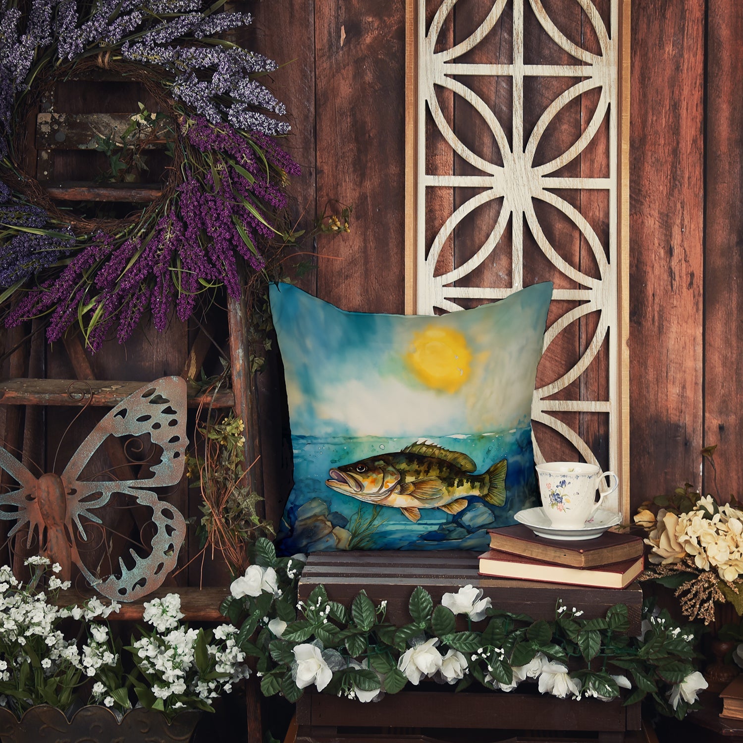 Smallmouth Bass Decorative Throw Pillow 18x18 Indoor Outdoor Accent Cushion, Fabric Cover with Insert for Sofa, Bed, Porch & Living Room