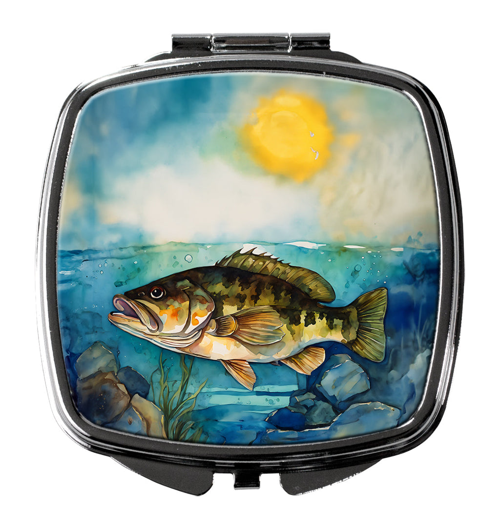 Smallmouth Bass Compact Mirror Decorative Travel Makeup Mirror for Women Girls Gifts Pocket Makeup Mirror Folding Handheld