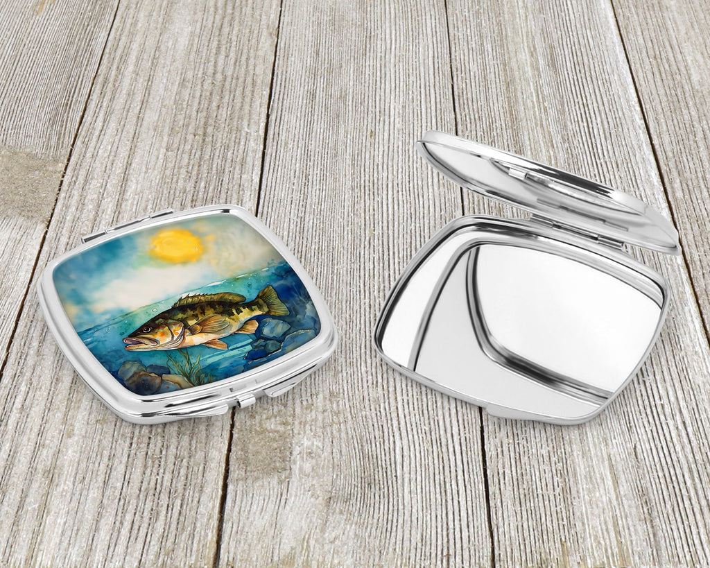 Smallmouth Bass Compact Mirror Decorative Travel Makeup Mirror for Women Girls Gifts Pocket Makeup Mirror Folding Handheld