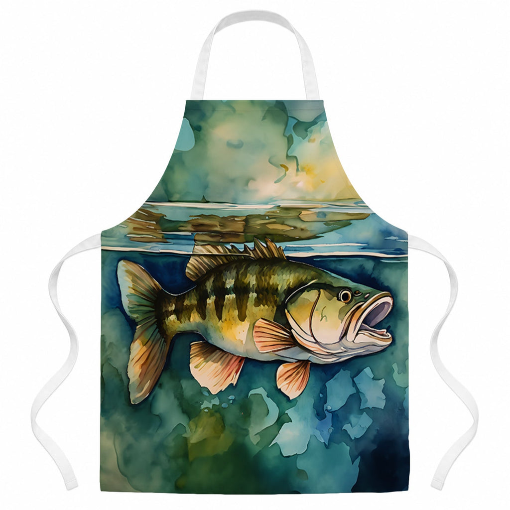 Smallmouth Bass Apron Cooking Kitchen Server Baking Crafts Gardening for Adult Women Men, Unisex, Large, Multicolor