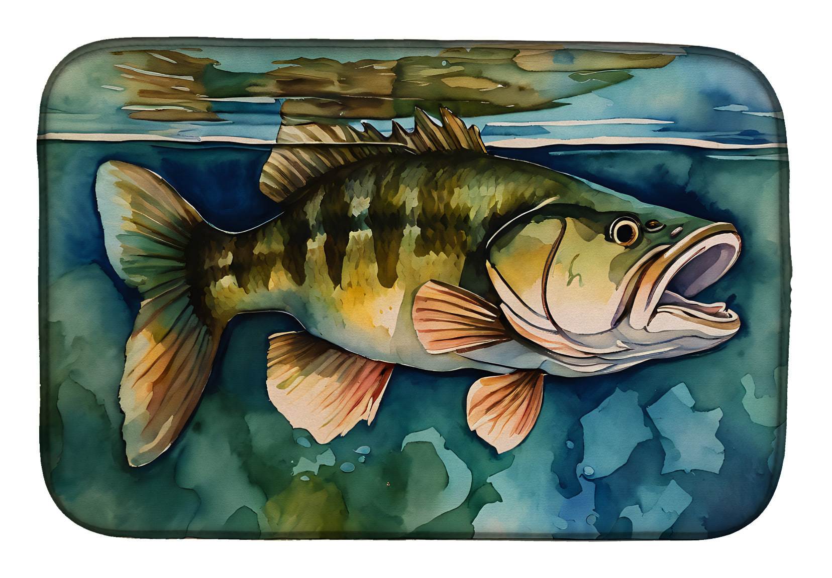 Smallmouth Bass Dish Drying Mat Absorbent Dish Drying Mat Pad for Kitchen Counter Dish Drainer Mat for Countertop, 14 x 21", Multicolor