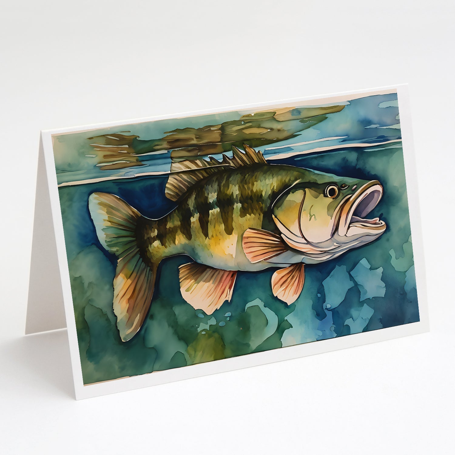Smallmouth Bass Greeting Cards Pack of 8 Blank Cards with Envelopes Whimsical A7 Size 5x7