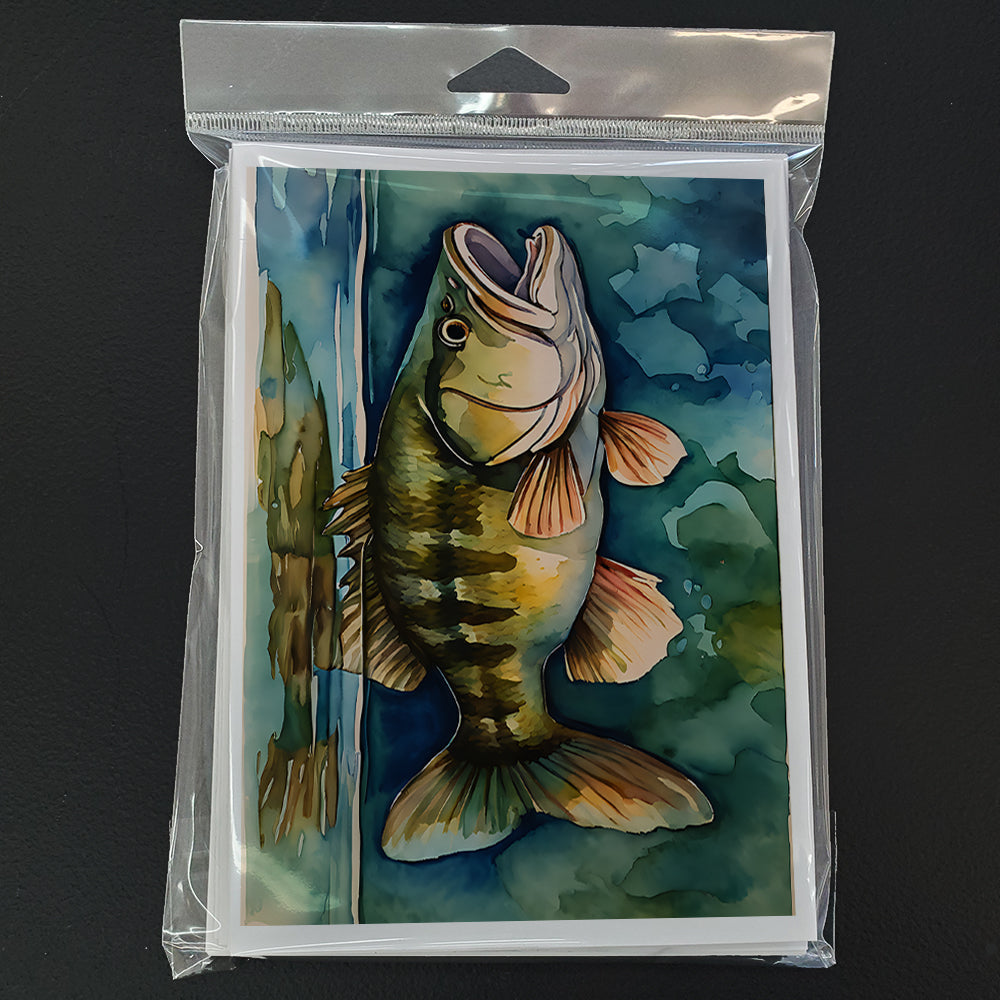 Smallmouth Bass Greeting Cards Pack of 8 Blank Cards with Envelopes Whimsical A7 Size 5x7