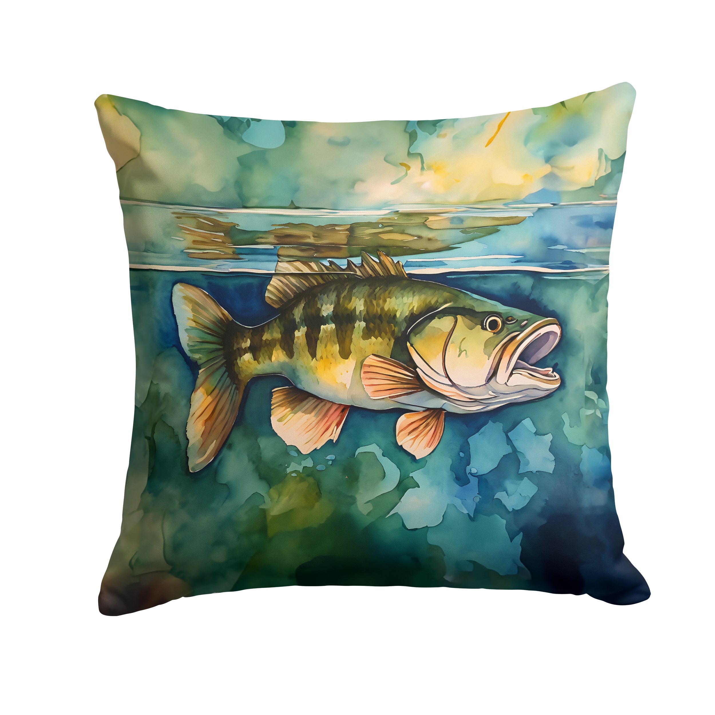 Smallmouth Bass Decorative Throw Pillow 18x18 Indoor Outdoor Accent Cushion, Fabric Cover with Insert for Sofa, Bed, Porch & Living Room