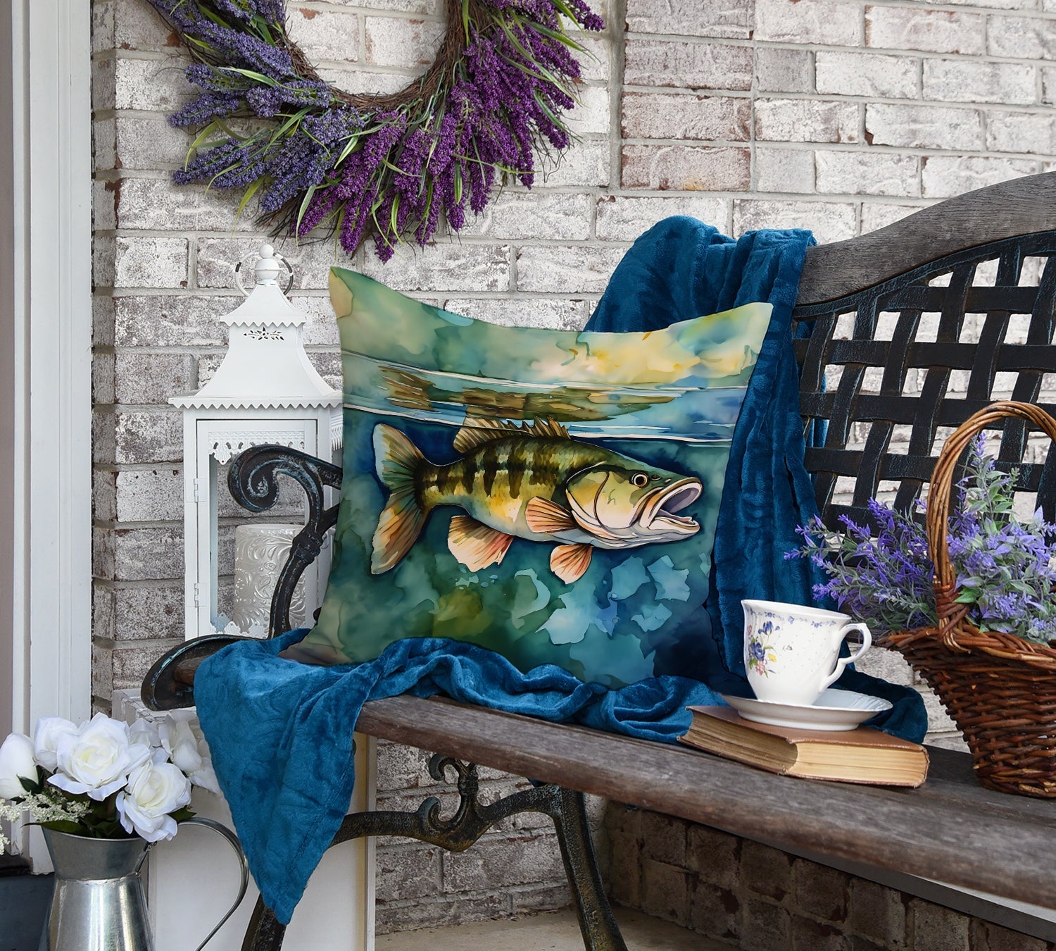 Smallmouth Bass Decorative Throw Pillow 18x18 Indoor Outdoor Accent Cushion, Fabric Cover with Insert for Sofa, Bed, Porch & Living Room