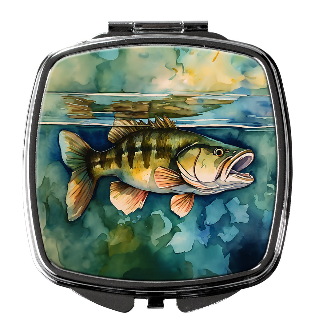 Smallmouth Bass Compact Mirror Decorative Travel Makeup Mirror for Women Girls Gifts Pocket Makeup Mirror Folding Handheld
