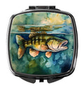 Smallmouth Bass Compact Mirror Decorative Travel Makeup Mirror for Women Girls Gifts Pocket Makeup Mirror Folding Handheld