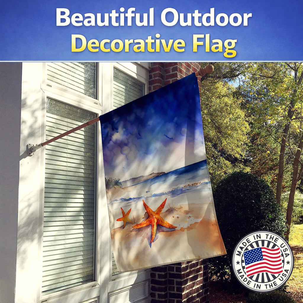 Starfish House Flag 28x40 Porch Sleeve Pole Decorative Outside Yard Banner Artwork Wall Hanging, Polyester