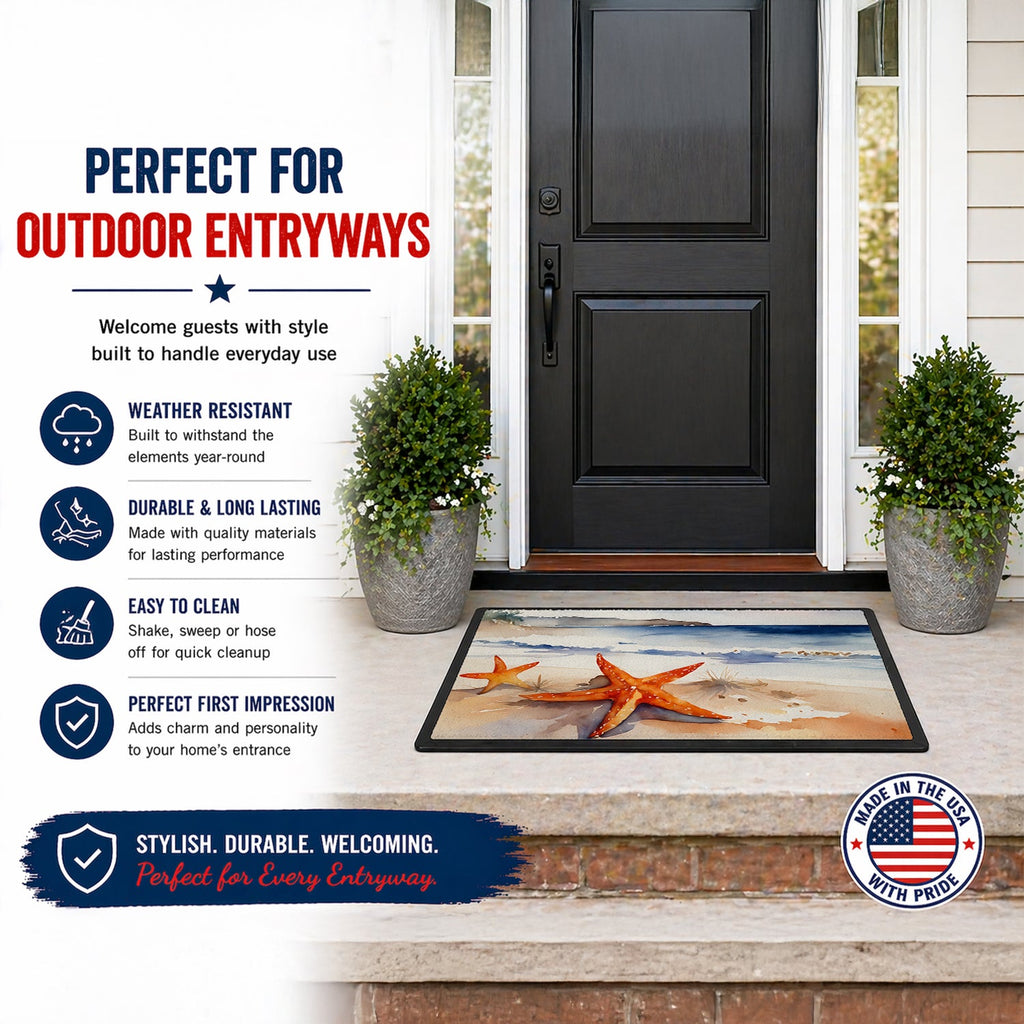 Starfish Doormat Indoor Outdoor 24H X 36W Front Door Mat Rugs for Entryway, Non Slip Washable Low Pile,
