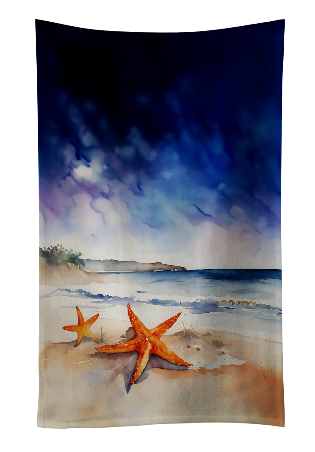 Starfish Kitchen Towel Velour Plush Front and Cotton Loop Back Machine Washable