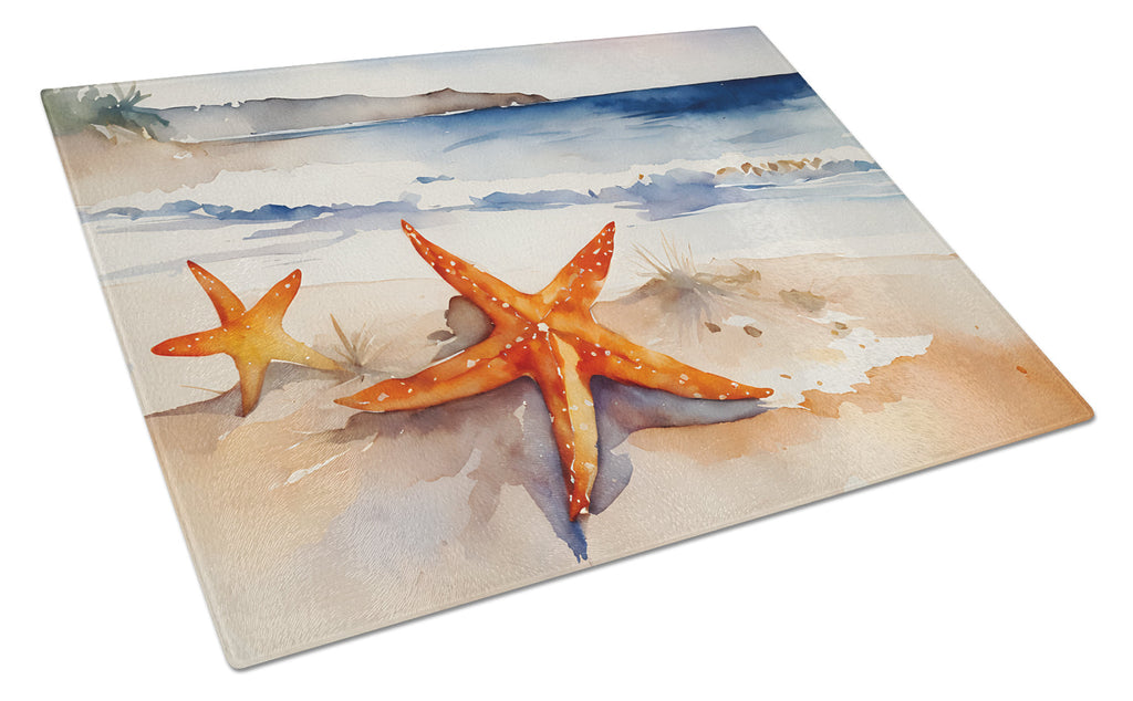Starfish Cutting Board Tempered Glass Kitchen Cutting Surface, Heat Resistant Chopping, Non-Slip Feet, Food Prep & Serving