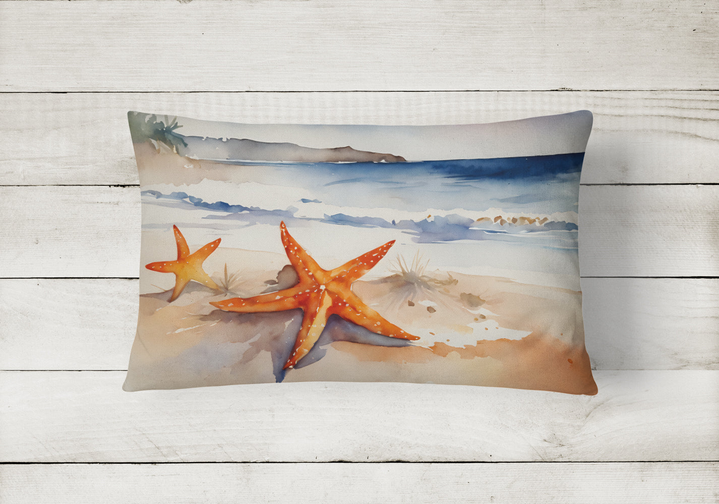 Starfish Decorative Throw Pillow 12x16 Indoor Outdoor Accent Cushion, Fabric Cover with Insert for Sofa, Bed, Porch & Living Room