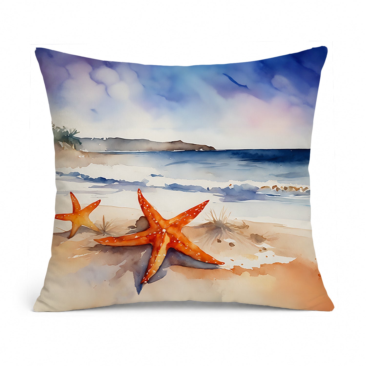 Starfish Decorative Throw Pillow 14x14 Indoor Outdoor Accent Cushion, Fabric Cover with Insert for Sofa, Bed, Porch & Living Room