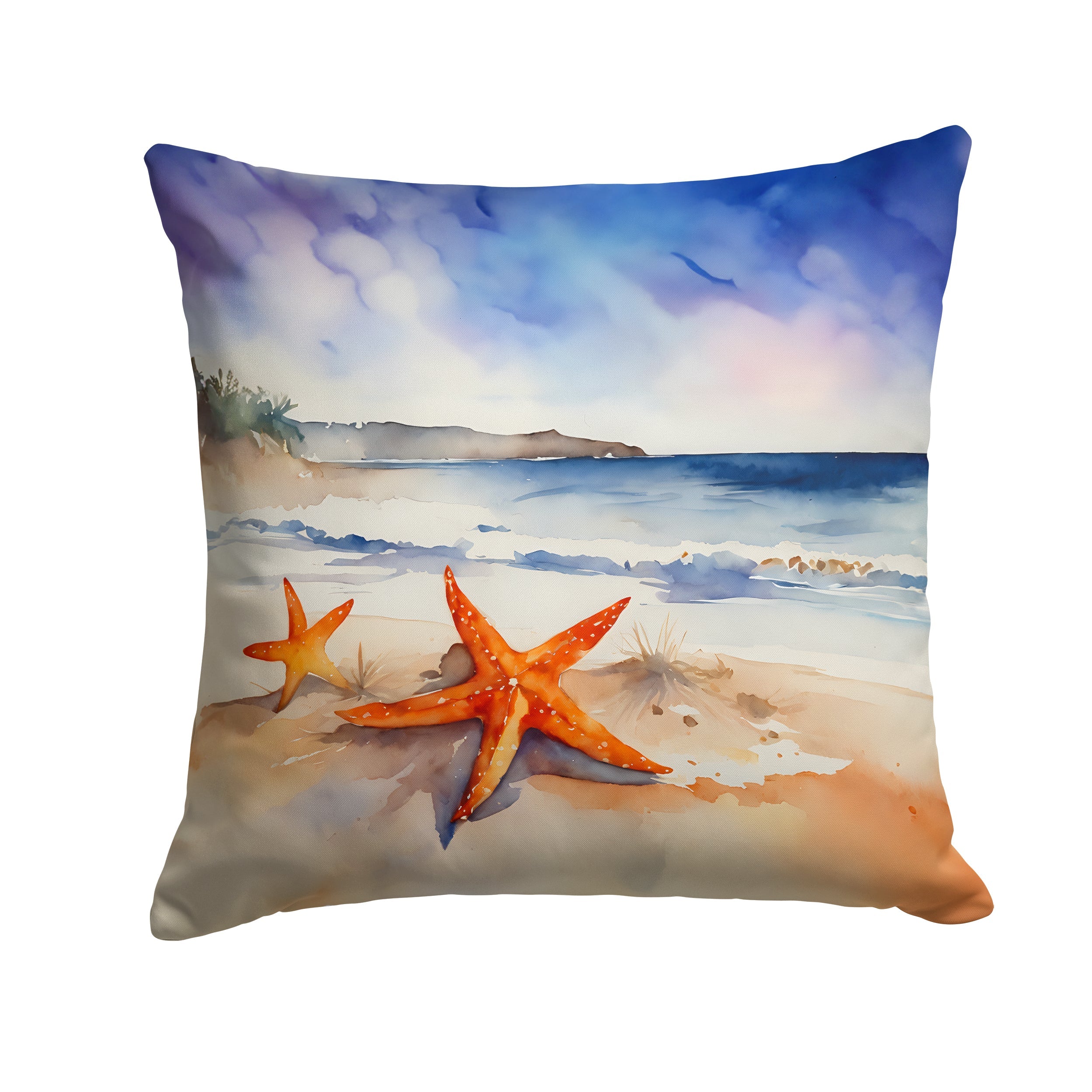 Starfish Decorative Throw Pillow 18x18 Indoor Outdoor Accent Cushion, Fabric Cover with Insert for Sofa, Bed, Porch & Living Room