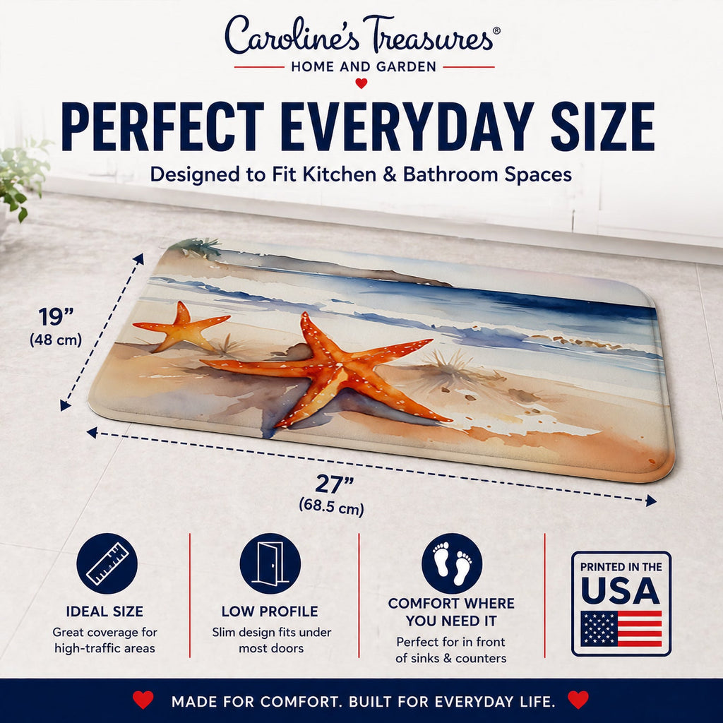 Starfish Memory Foam Kitchen Mat Machine Washable Anti-Fatigue Cushion Comfort Bath or Kitchen Rug