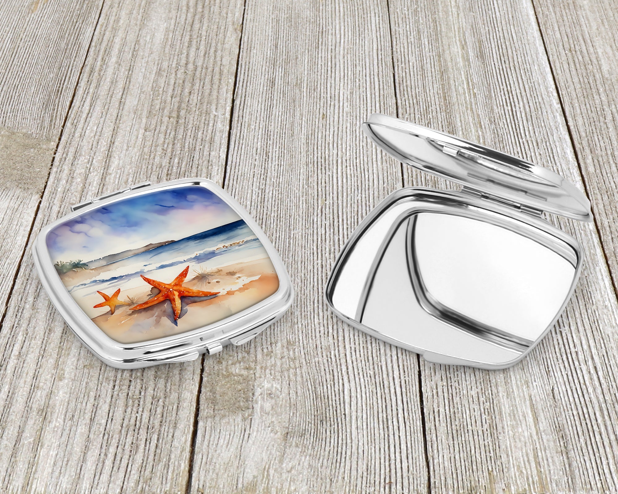 Starfish Compact Mirror Decorative Travel Makeup Mirror for Women Girls Gifts Pocket Makeup Mirror Folding Handheld
