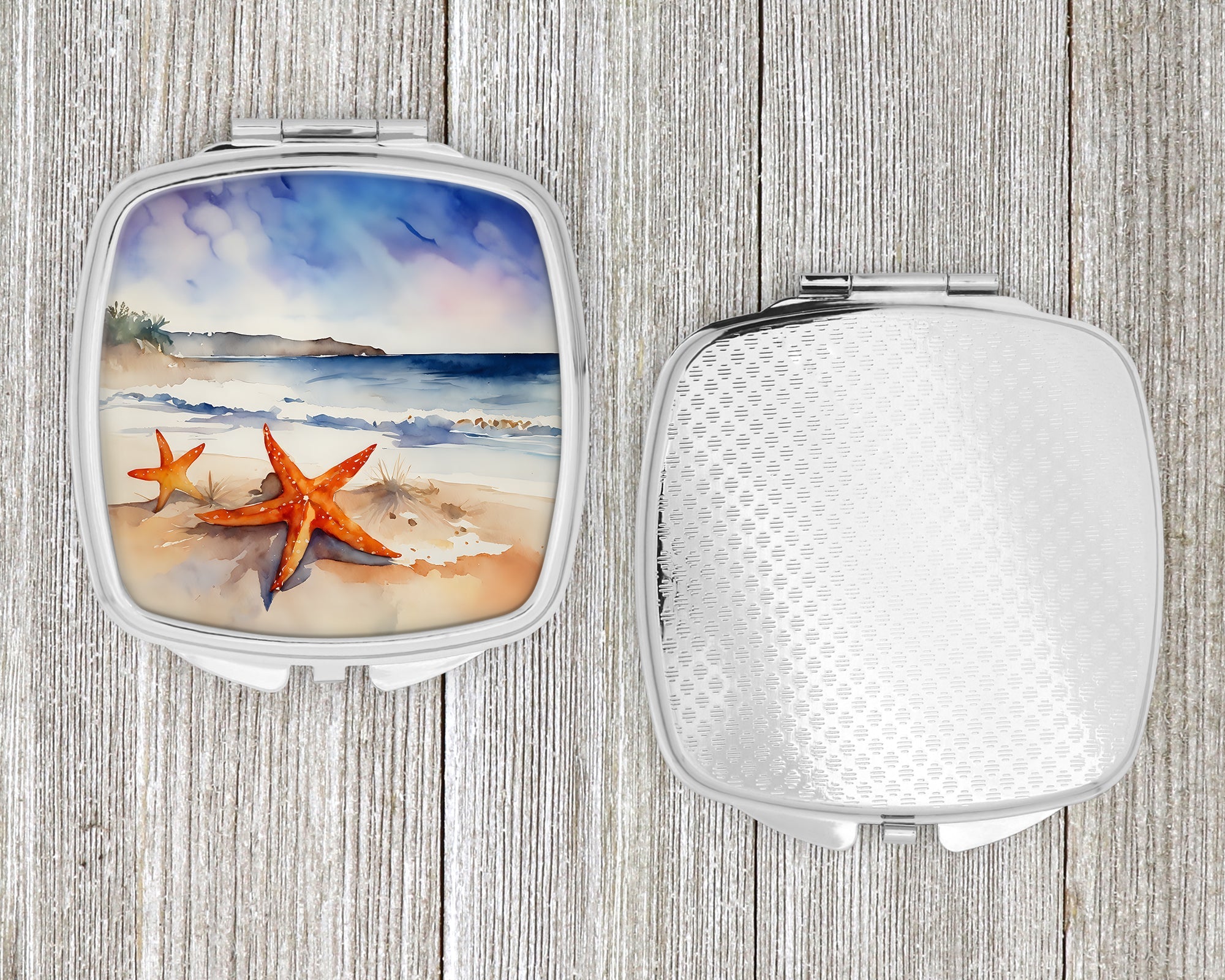 Starfish Compact Mirror Decorative Travel Makeup Mirror for Women Girls Gifts Pocket Makeup Mirror Folding Handheld