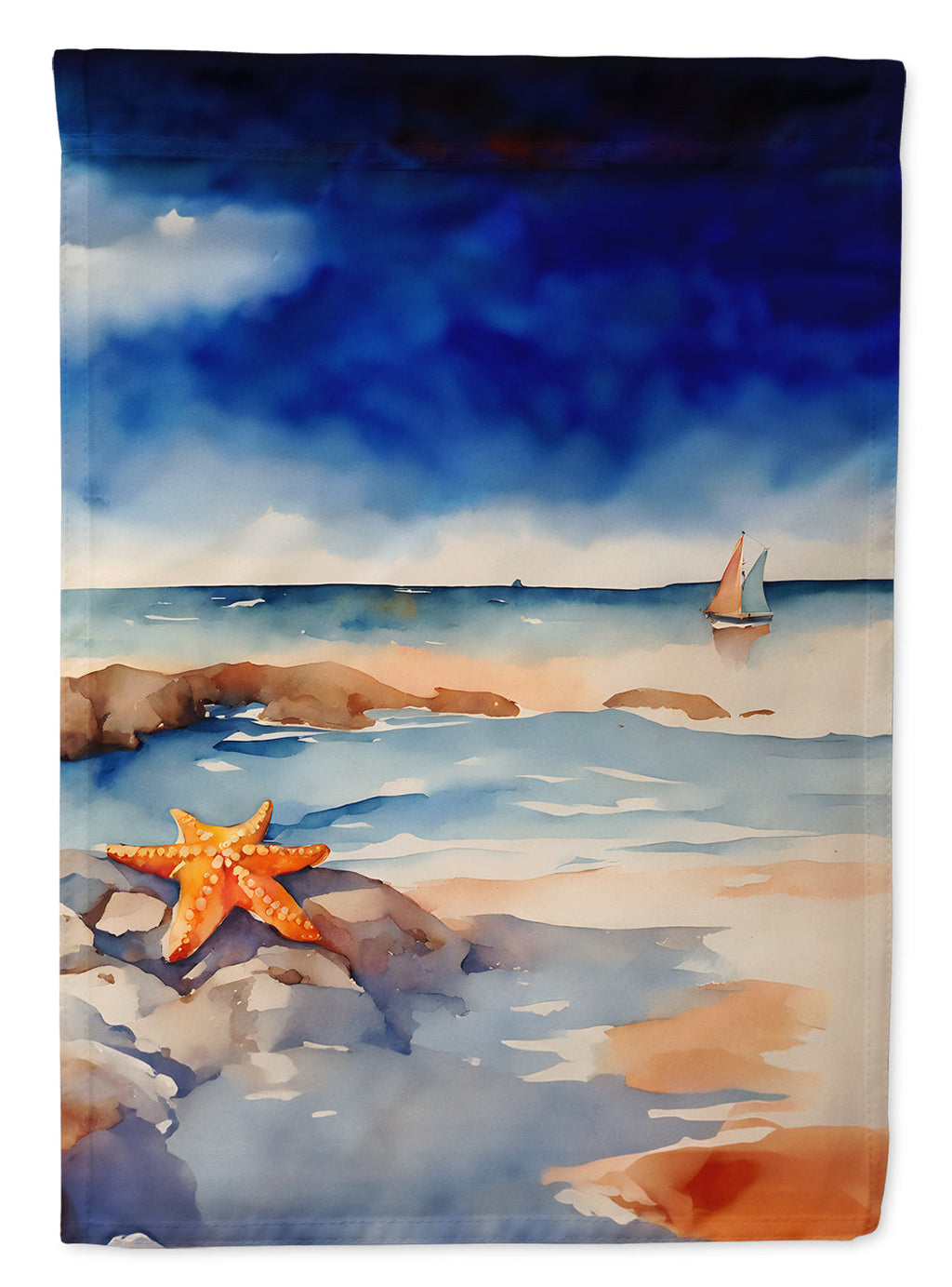 Starfish House Flag 28x40 Porch Sleeve Pole Decorative Outside Yard Banner Artwork Wall Hanging, Polyester