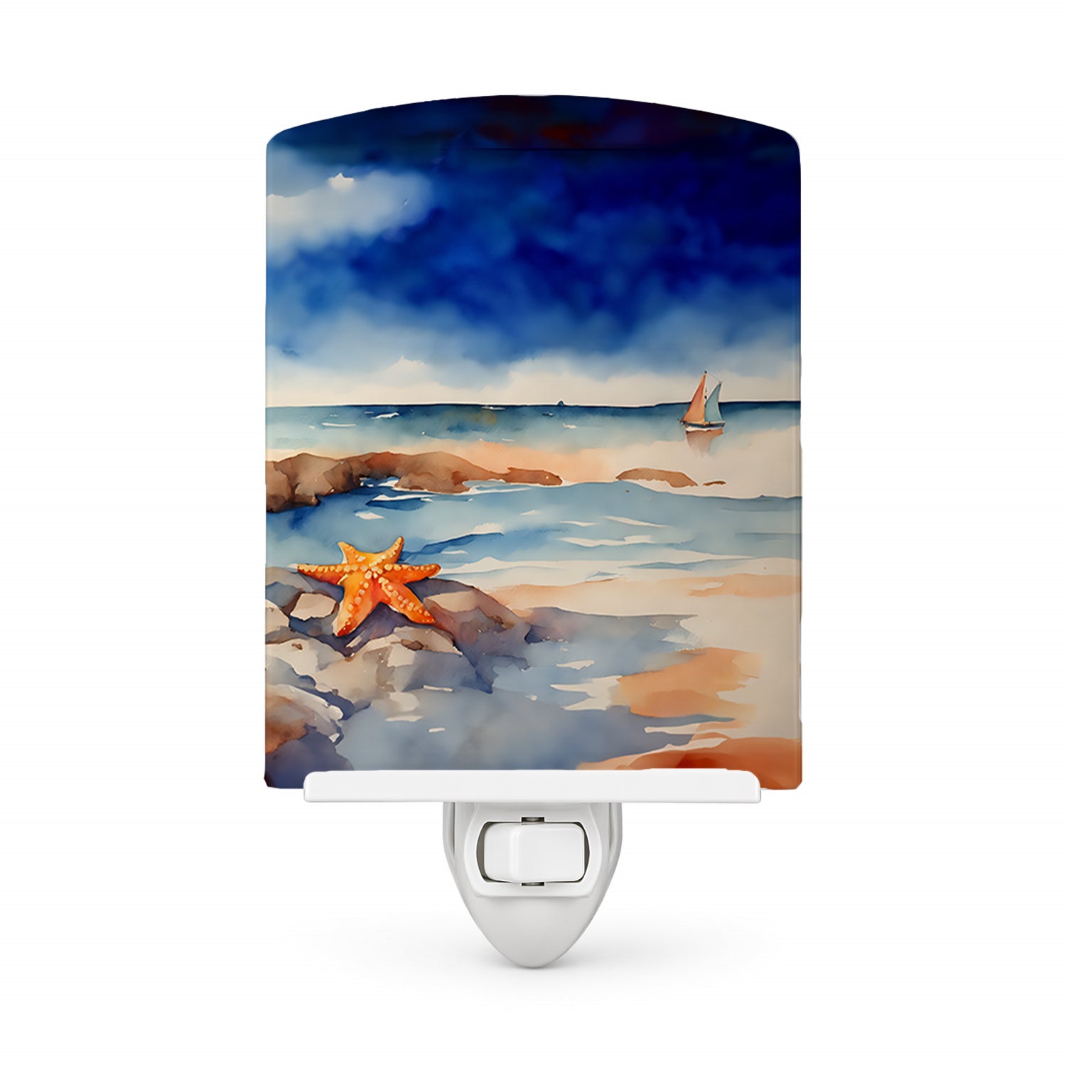Starfish Ceramic Night Light Compact, UL-Certified, Ideal for Bedroom, Bathroom, Nursery, Hallway, Kitchen, 6x4x3, Multicolor