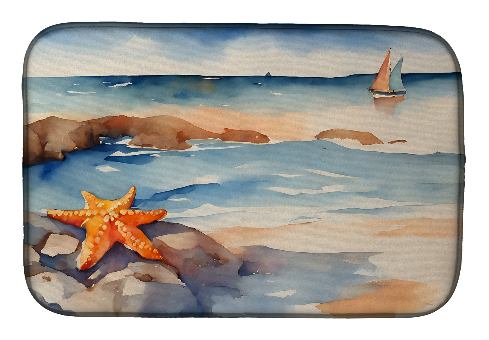 Starfish Dish Drying Mat Absorbent Dish Drying Mat Pad for Kitchen Counter Dish Drainer Mat for Countertop, 14 x 21", Multicolor
