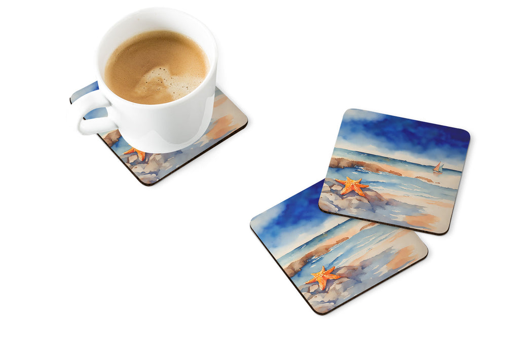 Starfish Foam Coasters Set of 4 Cup Coasters for Indoor Outdoor, Tabletop Protection, Anti Slip, Mouse pad Material