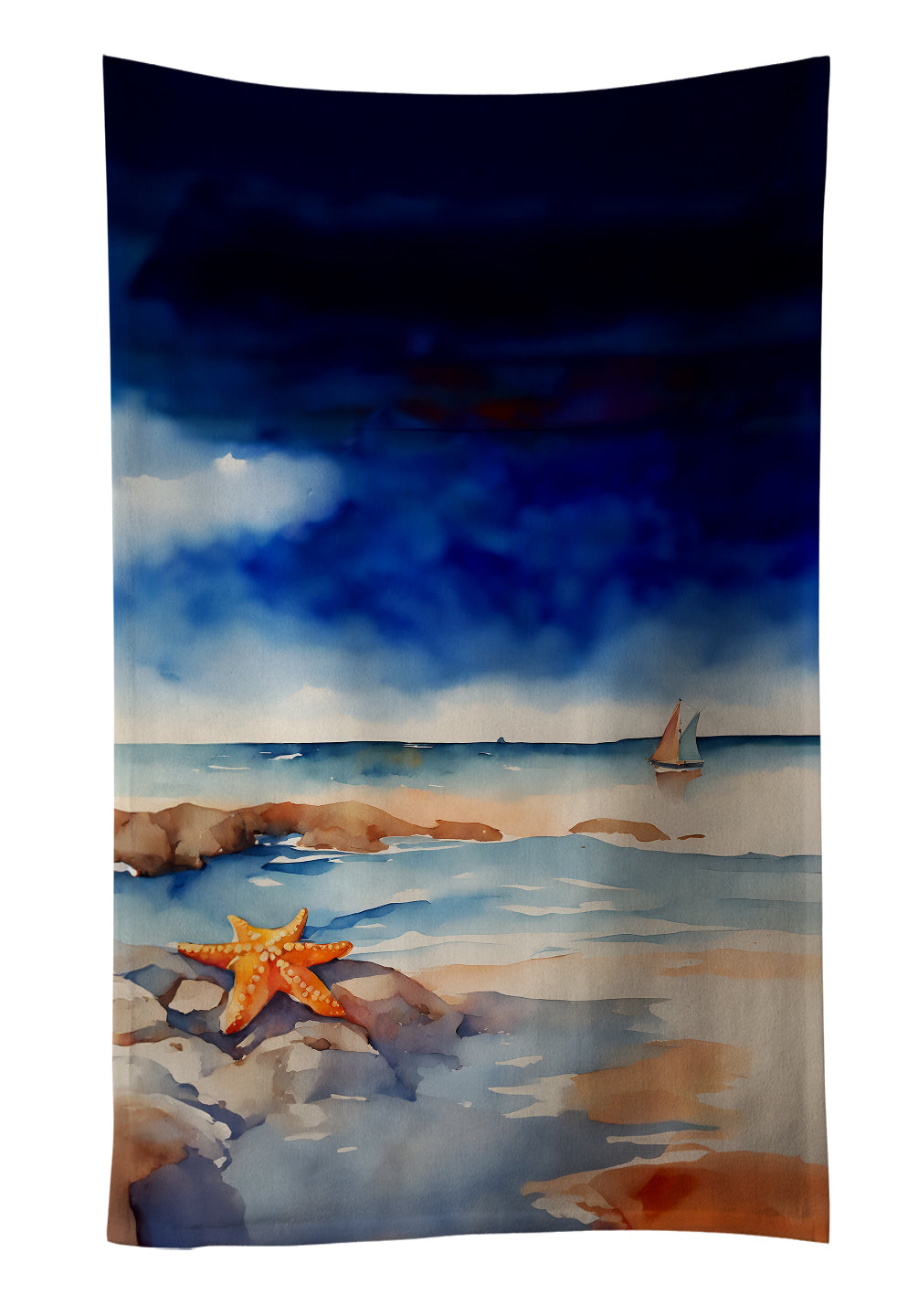 Starfish Kitchen Towel Velour Plush Front and Cotton Loop Back Machine Washable