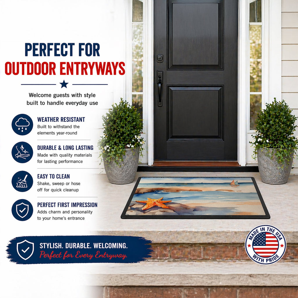 Starfish Doormat Indoor Outdoor 18H X 27W Front Door Mat Rugs for Entryway, Non Slip Washable