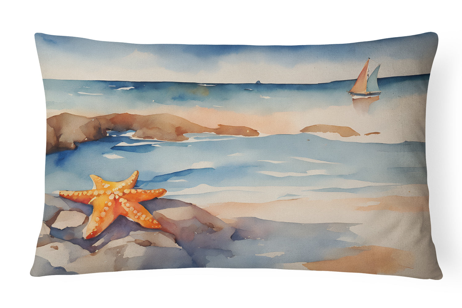 Starfish Decorative Throw Pillow 12x16 Indoor Outdoor Accent Cushion, Fabric Cover with Insert for Sofa, Bed, Porch & Living Room