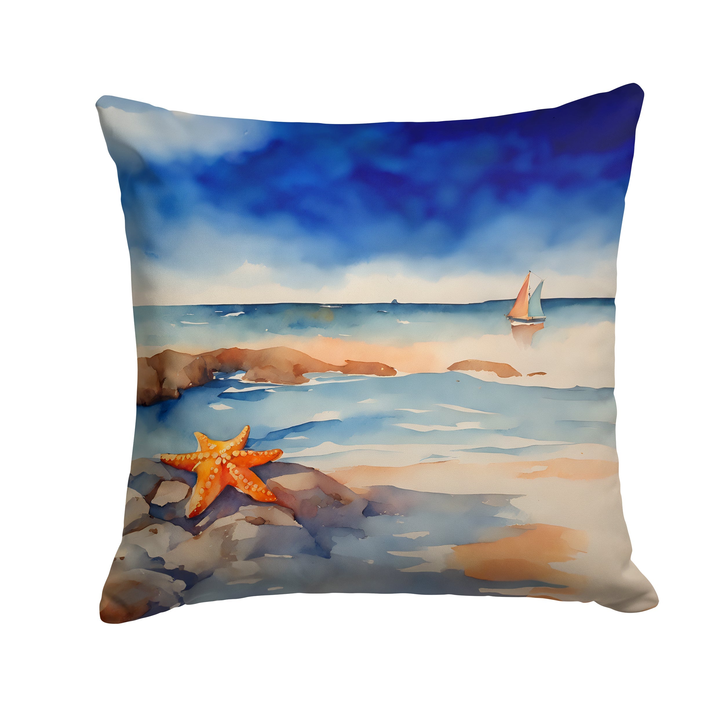 Starfish Decorative Throw Pillow 18x18 Indoor Outdoor Accent Cushion, Fabric Cover with Insert for Sofa, Bed, Porch & Living Room