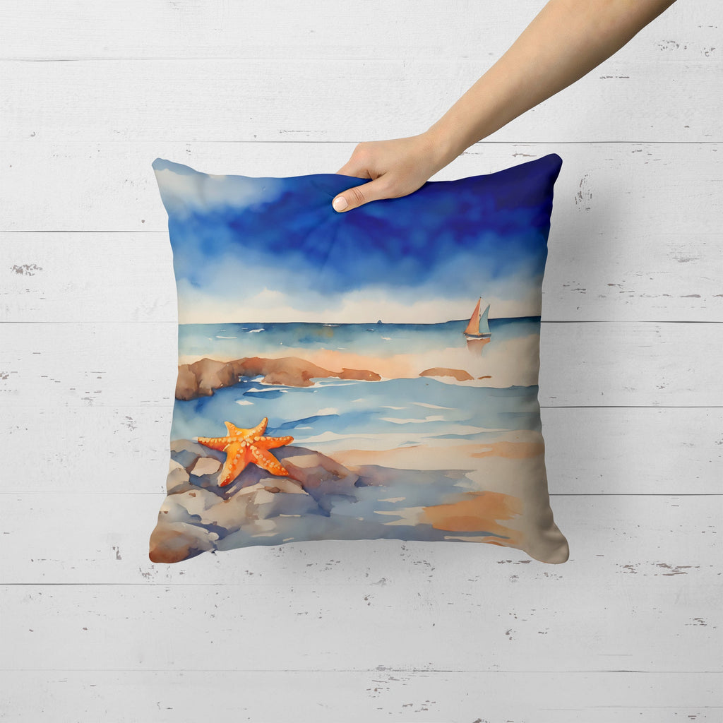 Starfish Decorative Throw Pillow 18x18 Indoor Outdoor Accent Cushion, Fabric Cover with Insert for Sofa, Bed, Porch & Living Room