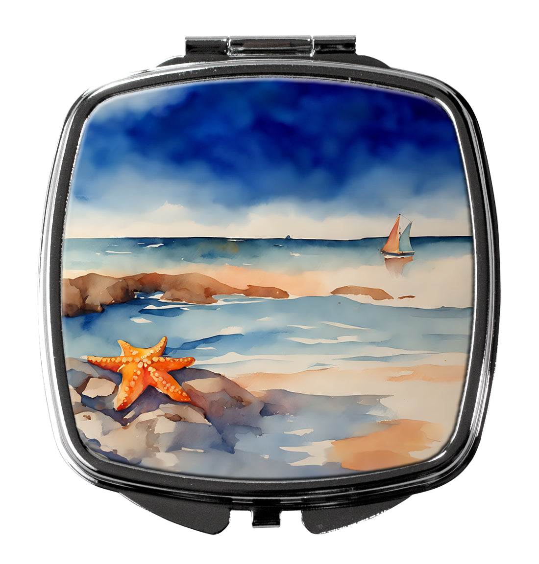 Starfish Compact Mirror Decorative Travel Makeup Mirror for Women Girls Gifts Pocket Makeup Mirror Folding Handheld