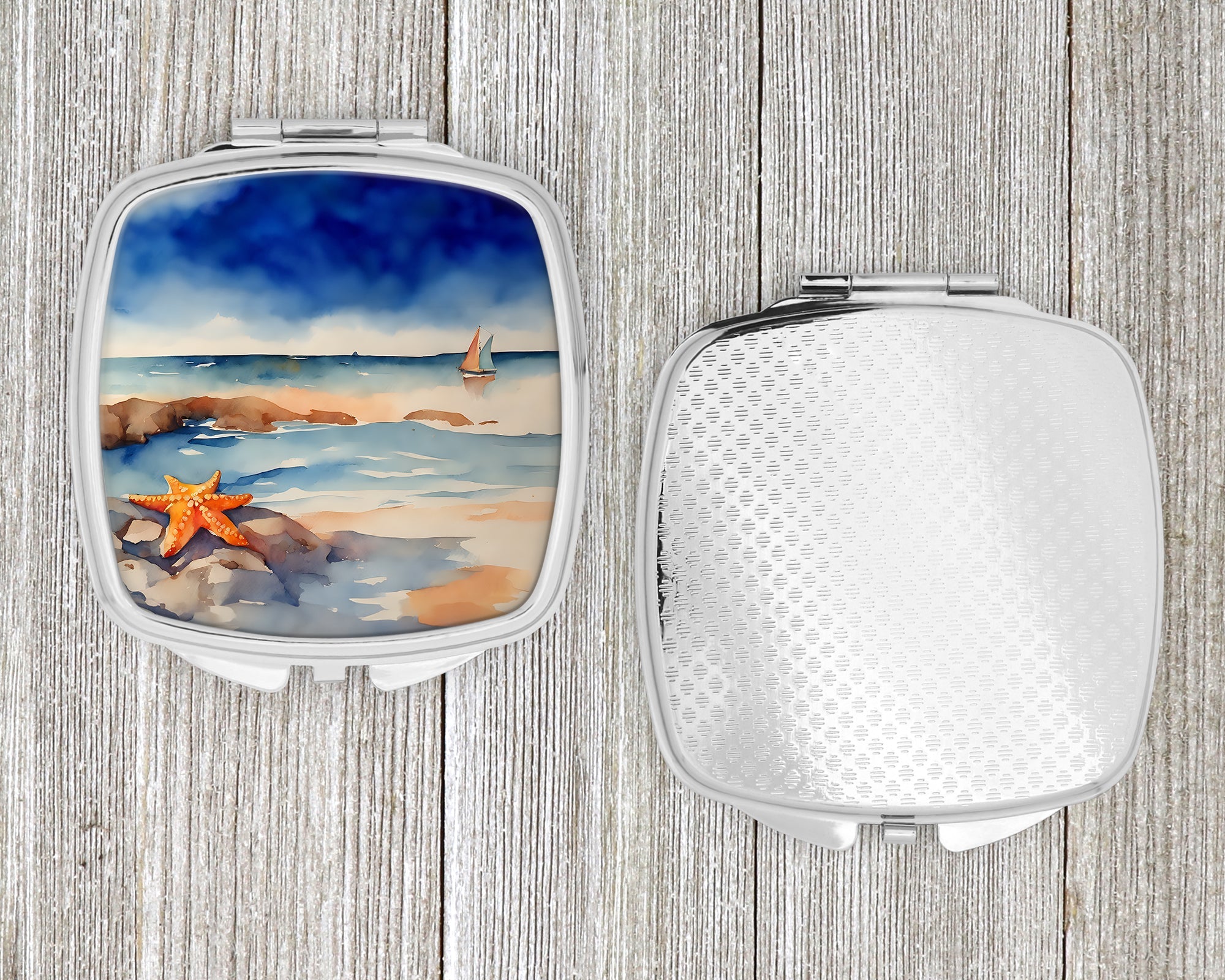 Starfish Compact Mirror Decorative Travel Makeup Mirror for Women Girls Gifts Pocket Makeup Mirror Folding Handheld
