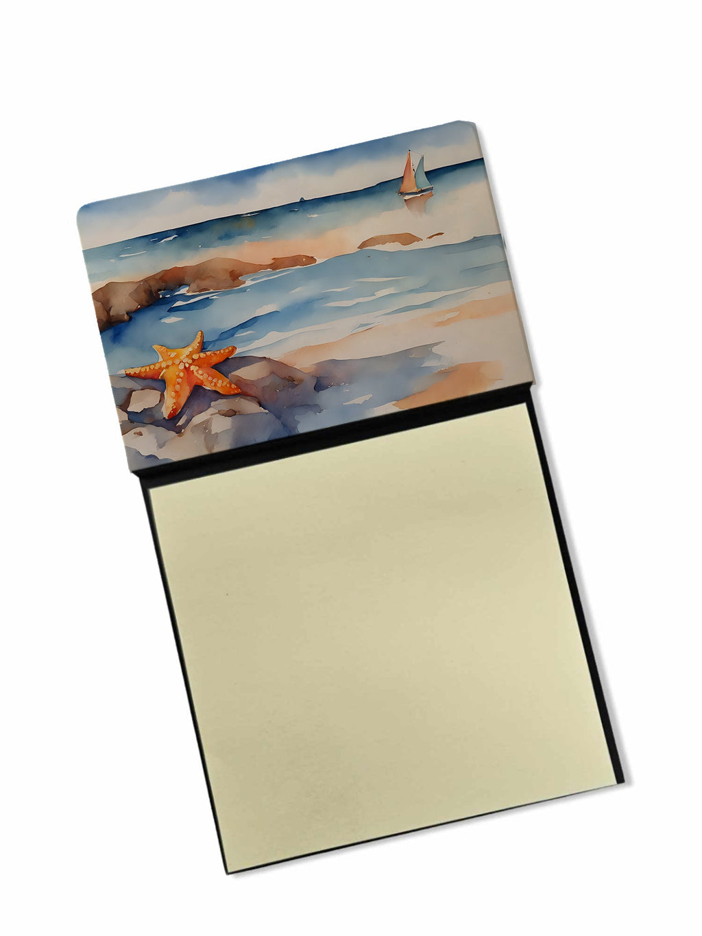 Starfish Watercolor Sticky Note Holder Refillable Dispenser Desk Accessory 3x3 Pad Gift