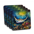 Sting Ray Foam Coasters Set of 4 Cup Coasters for Indoor Outdoor, Tabletop Protection, Anti Slip, Mouse pad Material